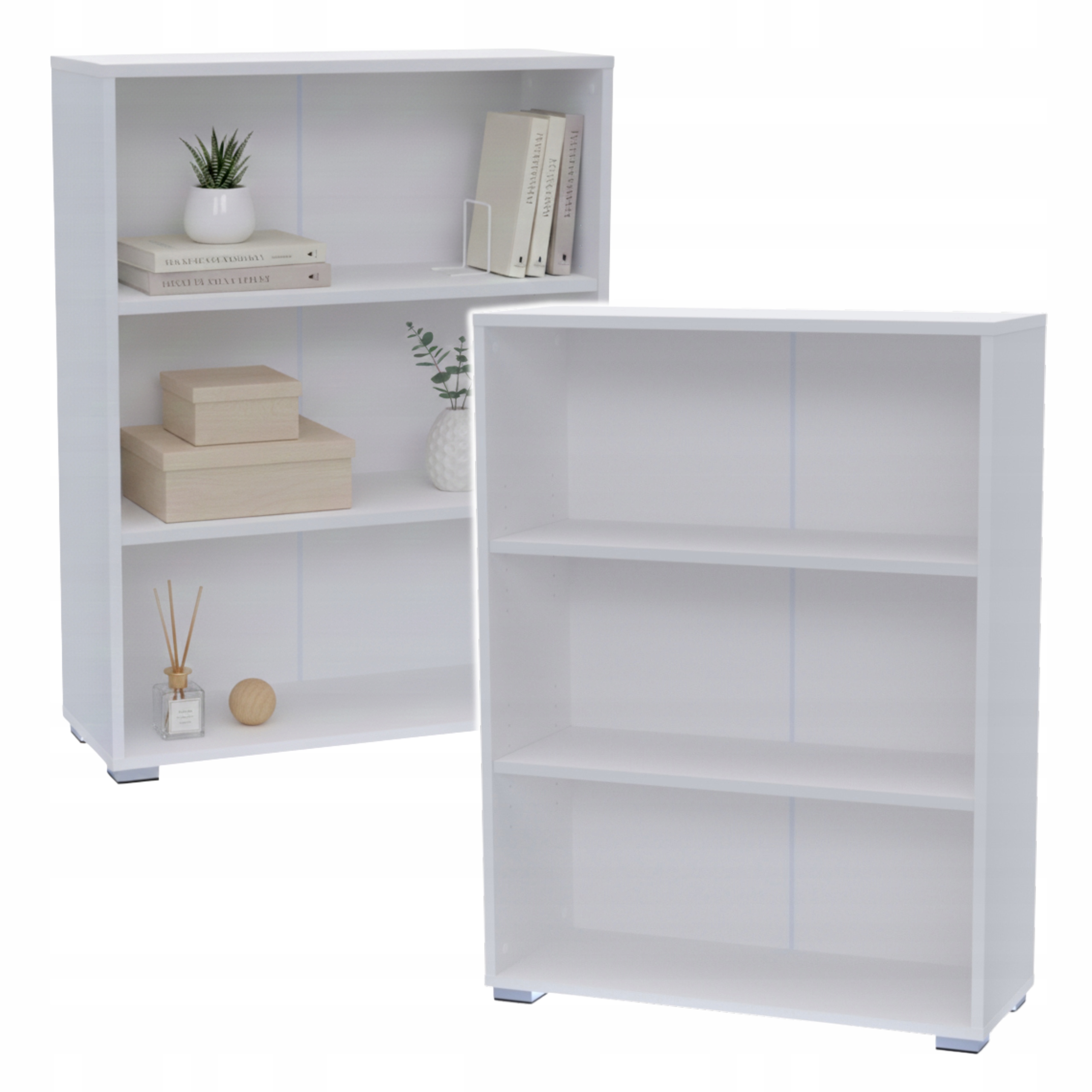 Regál bílý Na Knihy hračky dekorace kancelářské dokumenty nízký 80 x 106