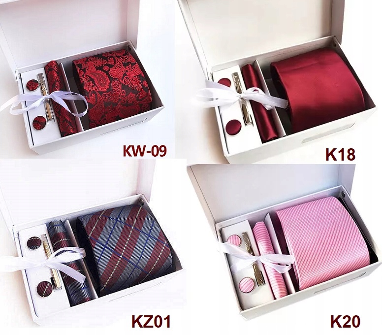 Krawat +spinki+ poszetka szeroki Prezent dla mężczyzny faceta granat Kod producenta KZ10