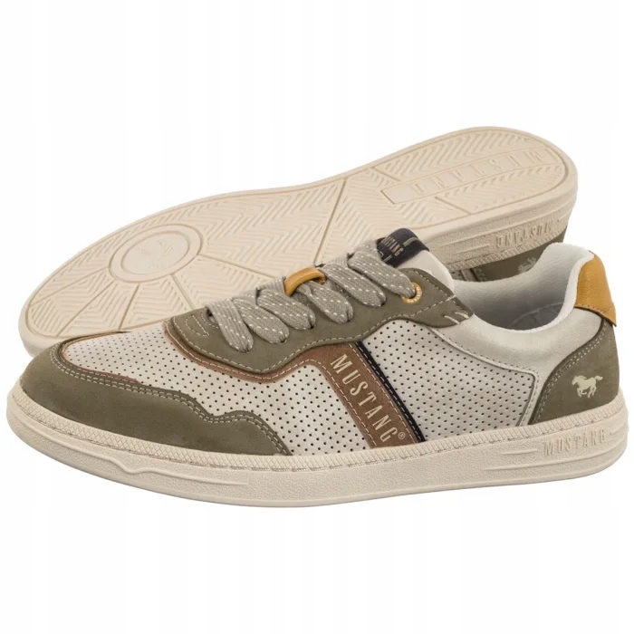 Pánské polobotky Perforované tenisky Mustang Béžová 4204-306-780
