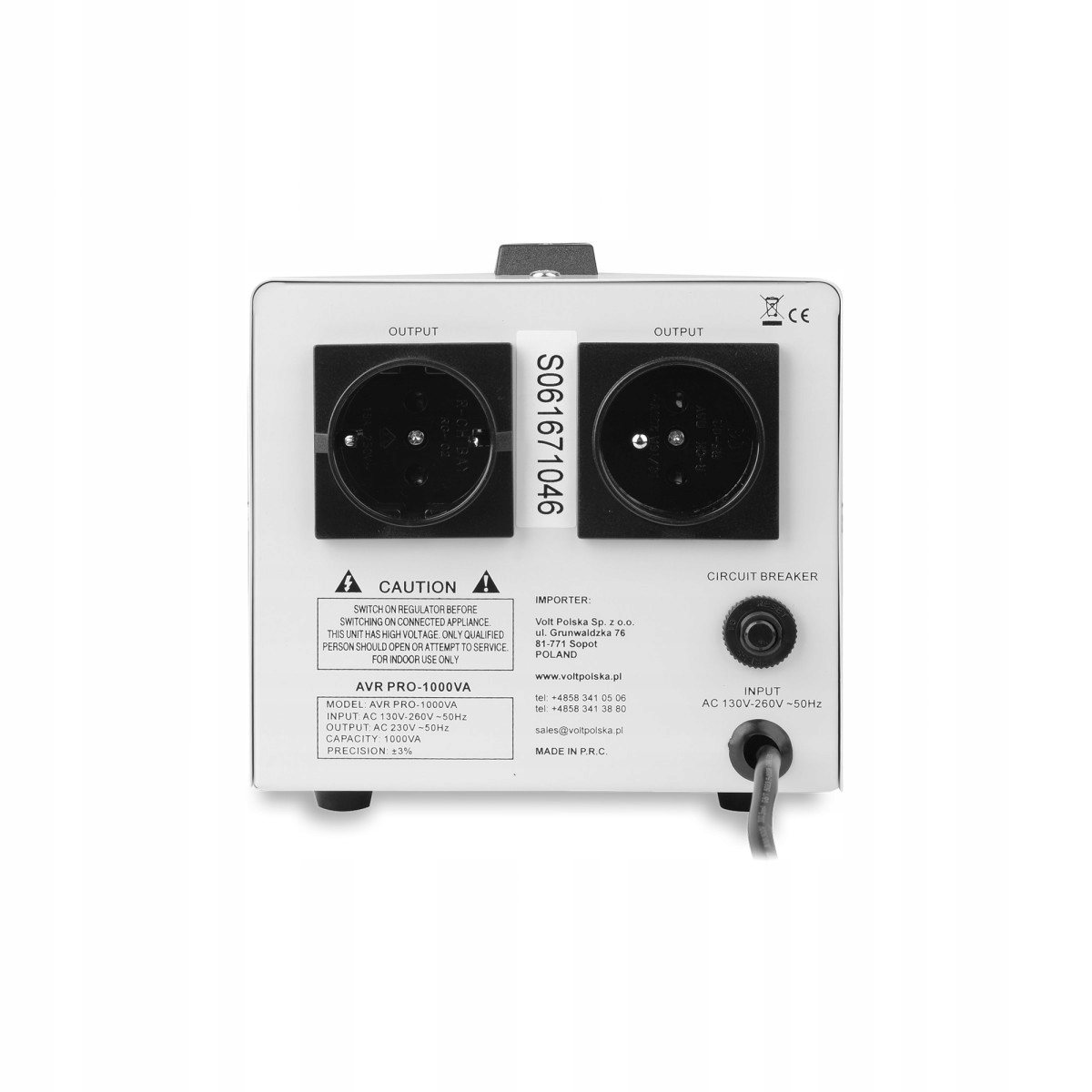 AVR AUTOMATYCZNY STABILIZATOR NAPIĘCIA 3% HQ 1000W Kod producenta 2134524