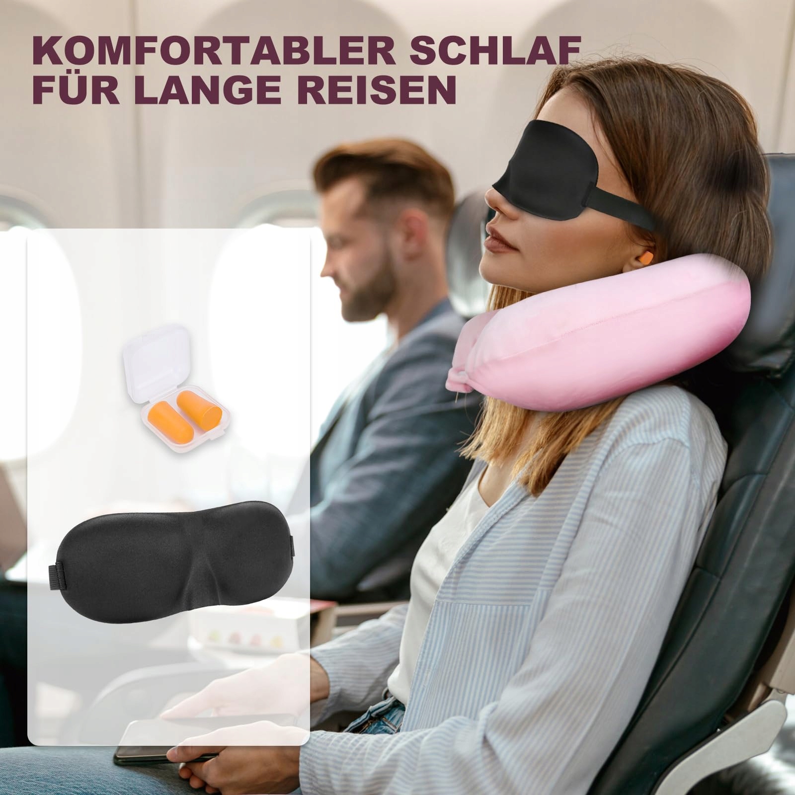 CIROLD Ergonomiczna Wygodna Poduszka Na Szyję Dmuchana Podróżna Różowa — miniatura 6