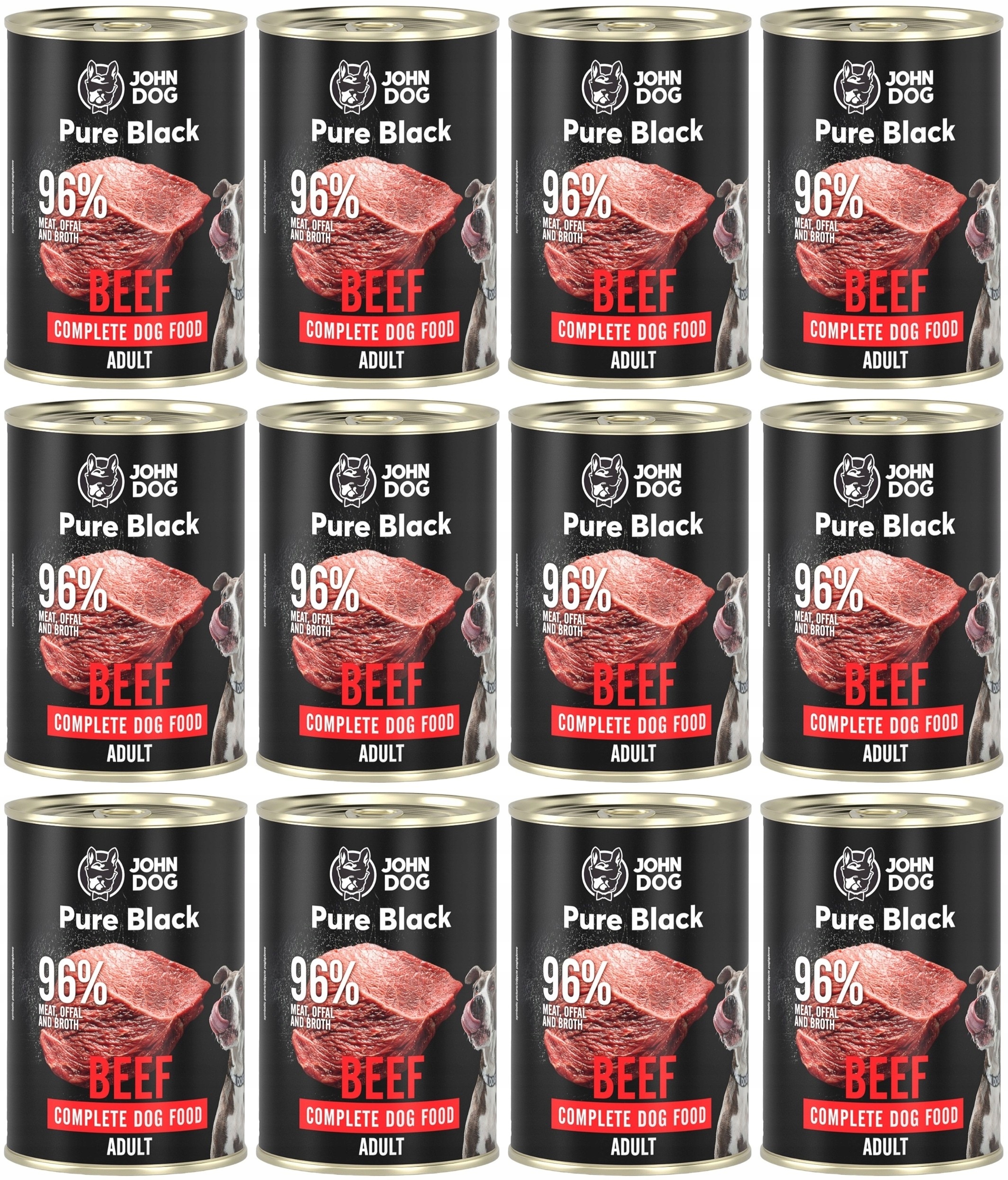 Levně John Dog Pure Black Adult Hovězí 12 x 400 g