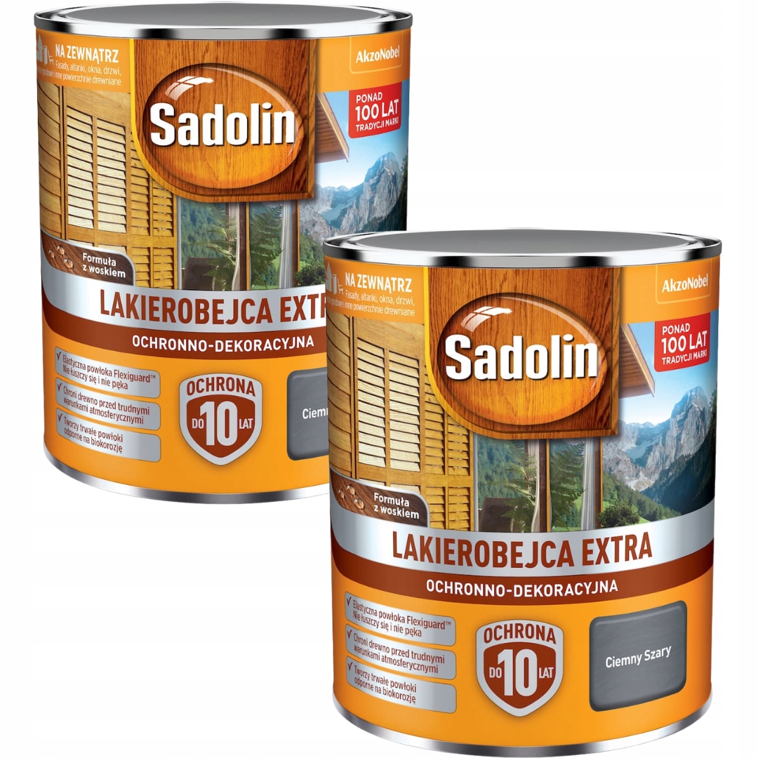 Set Sadolin Extra 2x0,75L Lakobejca Na Dřevo Tmavě Šedá 1,5L