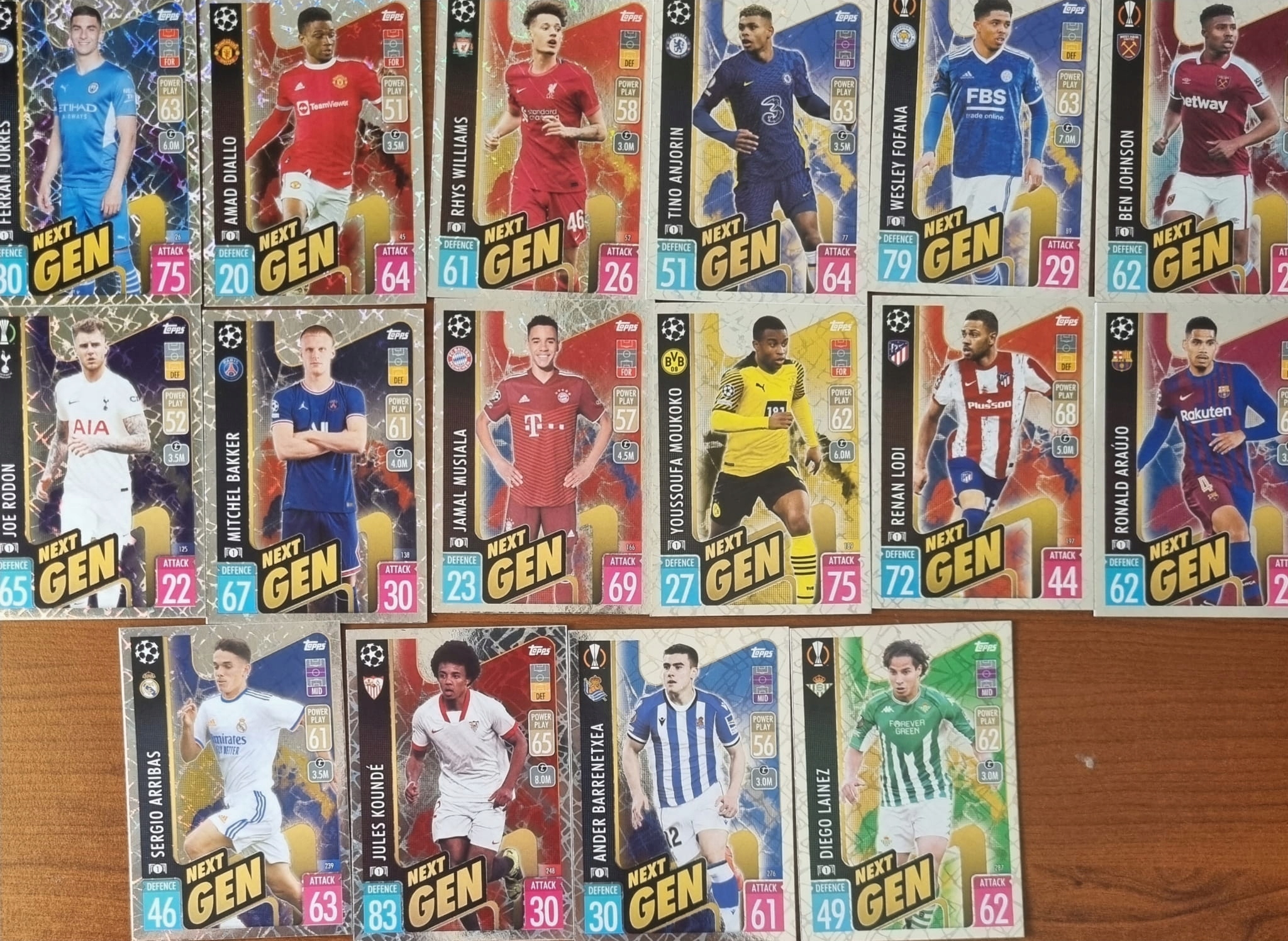 Komplet 16 Kart Next Gen Topps Match Attax 2021/22