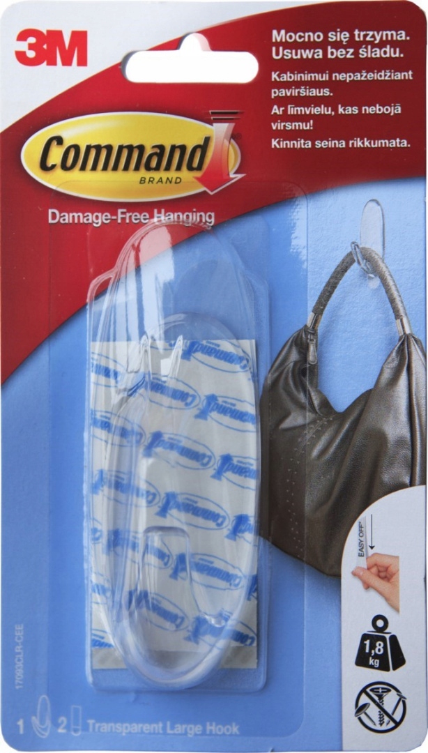 

Hak przeźroczysty 1szt. duzy max.1,8kg Command 3M