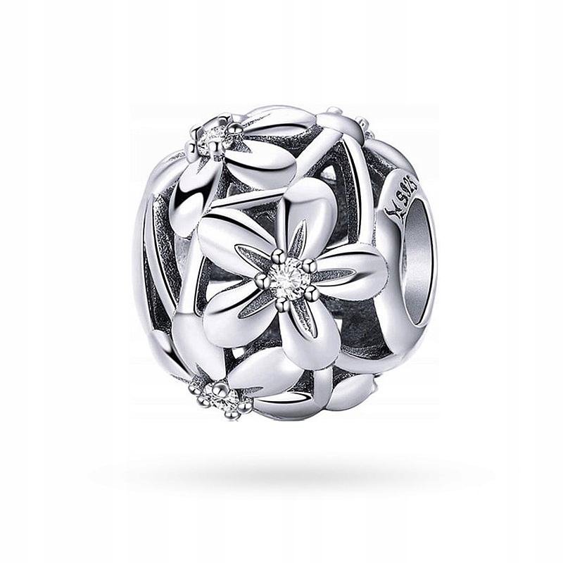 

Srebrna Zawieszka Koralik pr. 925 Charms Kwiatki