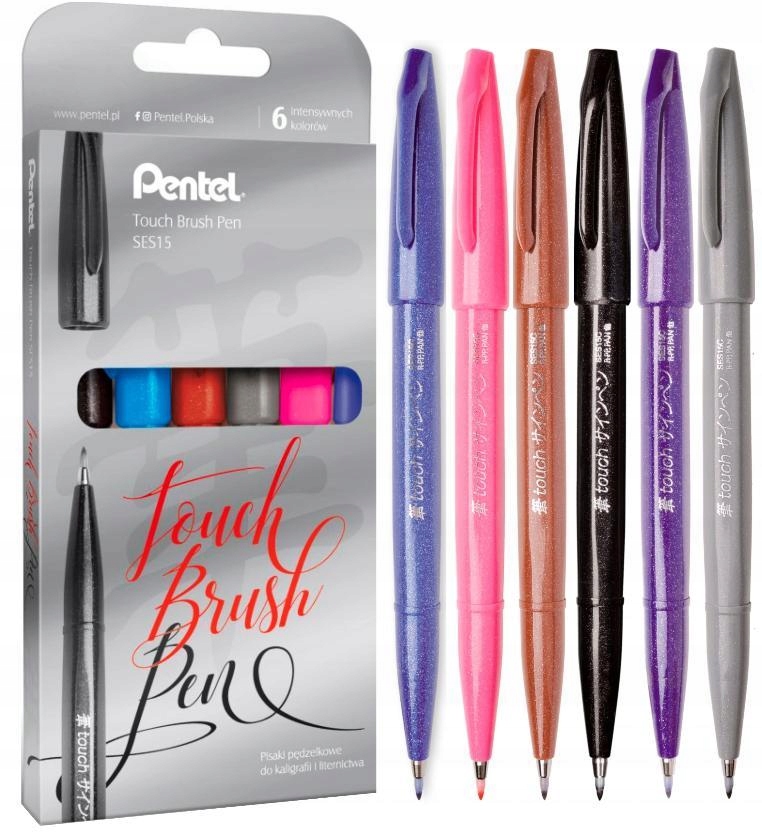 

Pisaki Pentel Sign Pen Brush SES15 6 kol. Zestaw