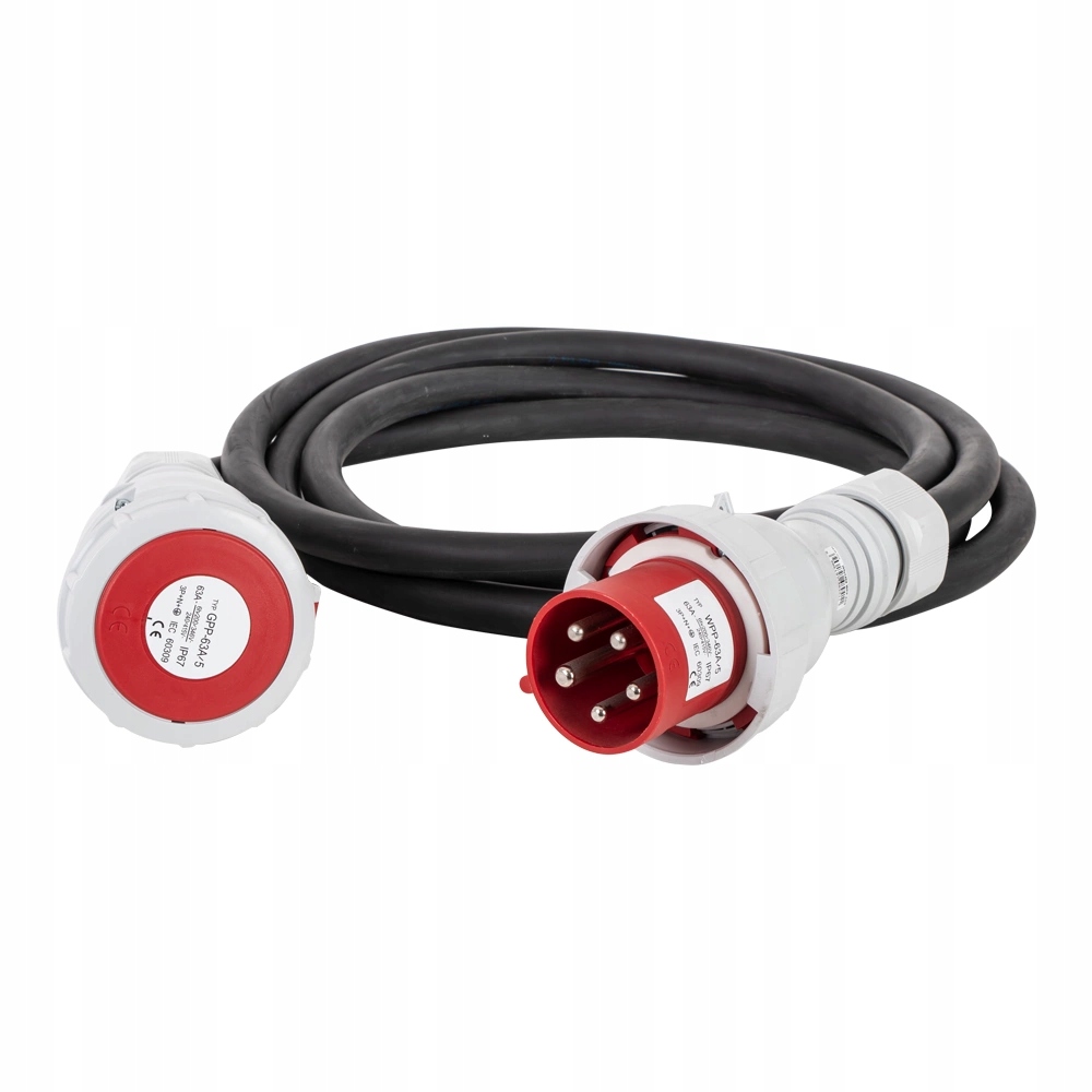 Przedłużacz kabel siłowy budowlany 63A 5x10mm² 2m 5P