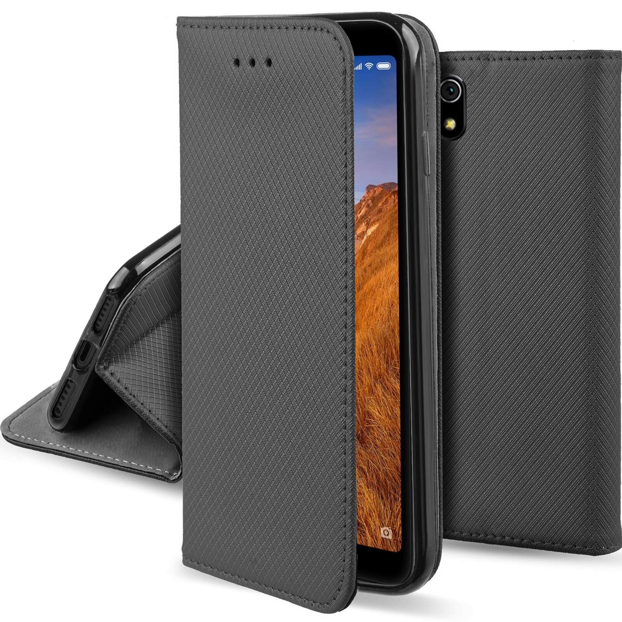 Etui Smart Magnet Szkło 9H do Xiaomi Redmi 7A