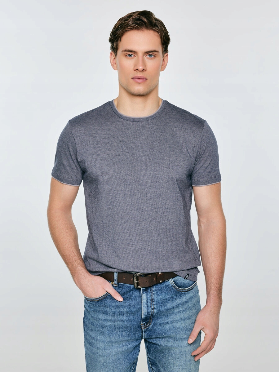 Big Star Pánské Tričko s jemnými proužky, tmavě modré Fredriser 403 XL