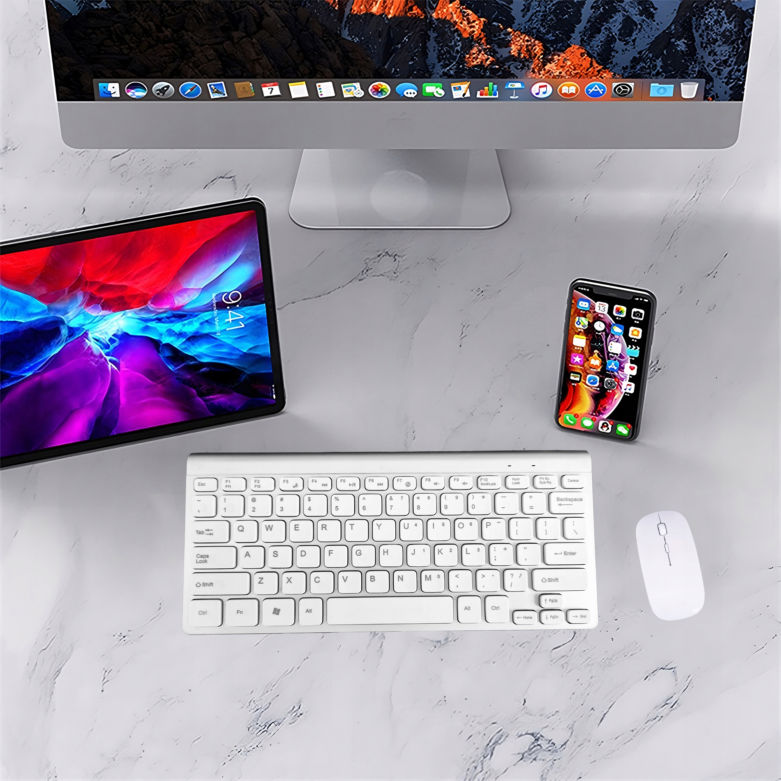 KLAWIATURA BEZPRZEWODOWA MYSZ ZESTAW USB MINI SLIM Sensor myszy optyczny