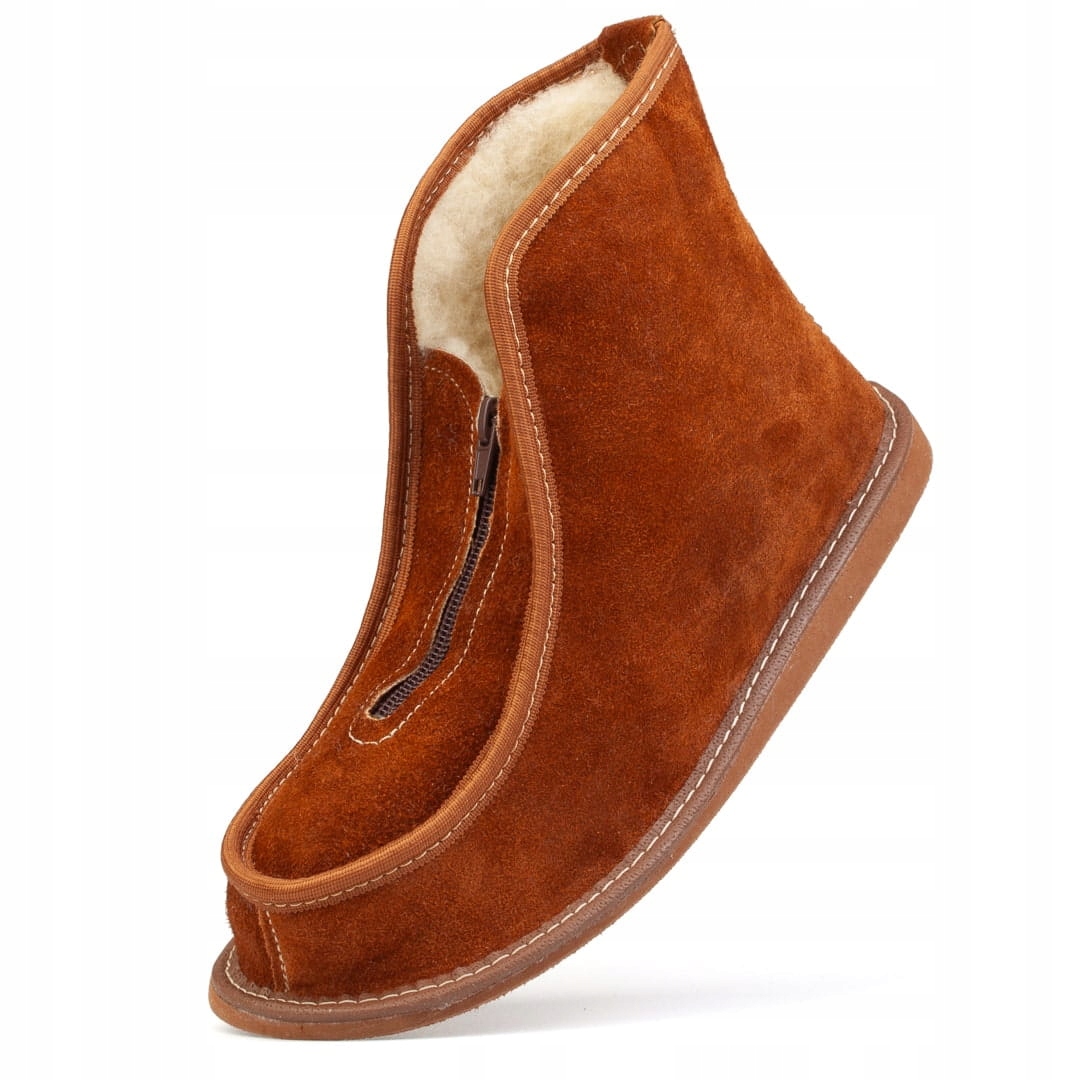 Dámské nad kotník kožené vlněné pantofle teplé na zimu 1401 39