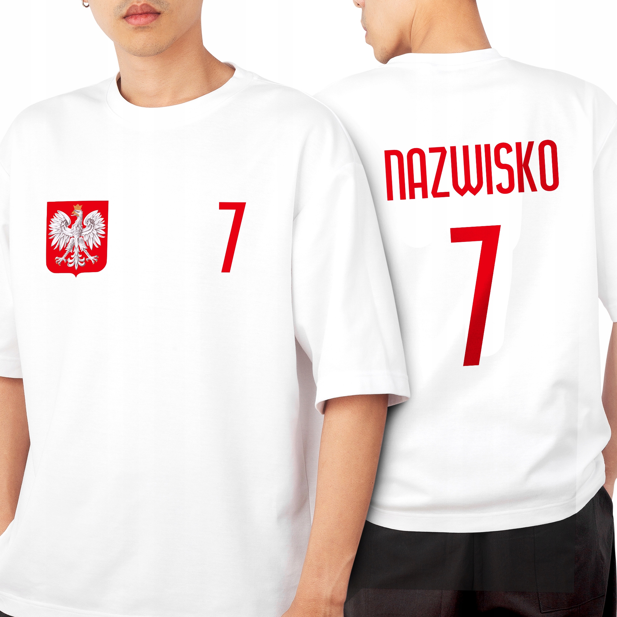 Tričko Pánské Bílé Pro Fanouška Polský S Orelem Číslem a Jménem M