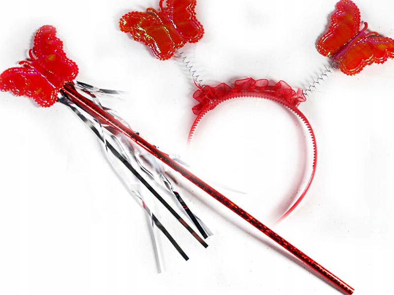 STRÓJ MOTYLA MOTYLEK MOTYL SKRZYDŁA OPASKA RÓŻDŻKA Kolor czerwony