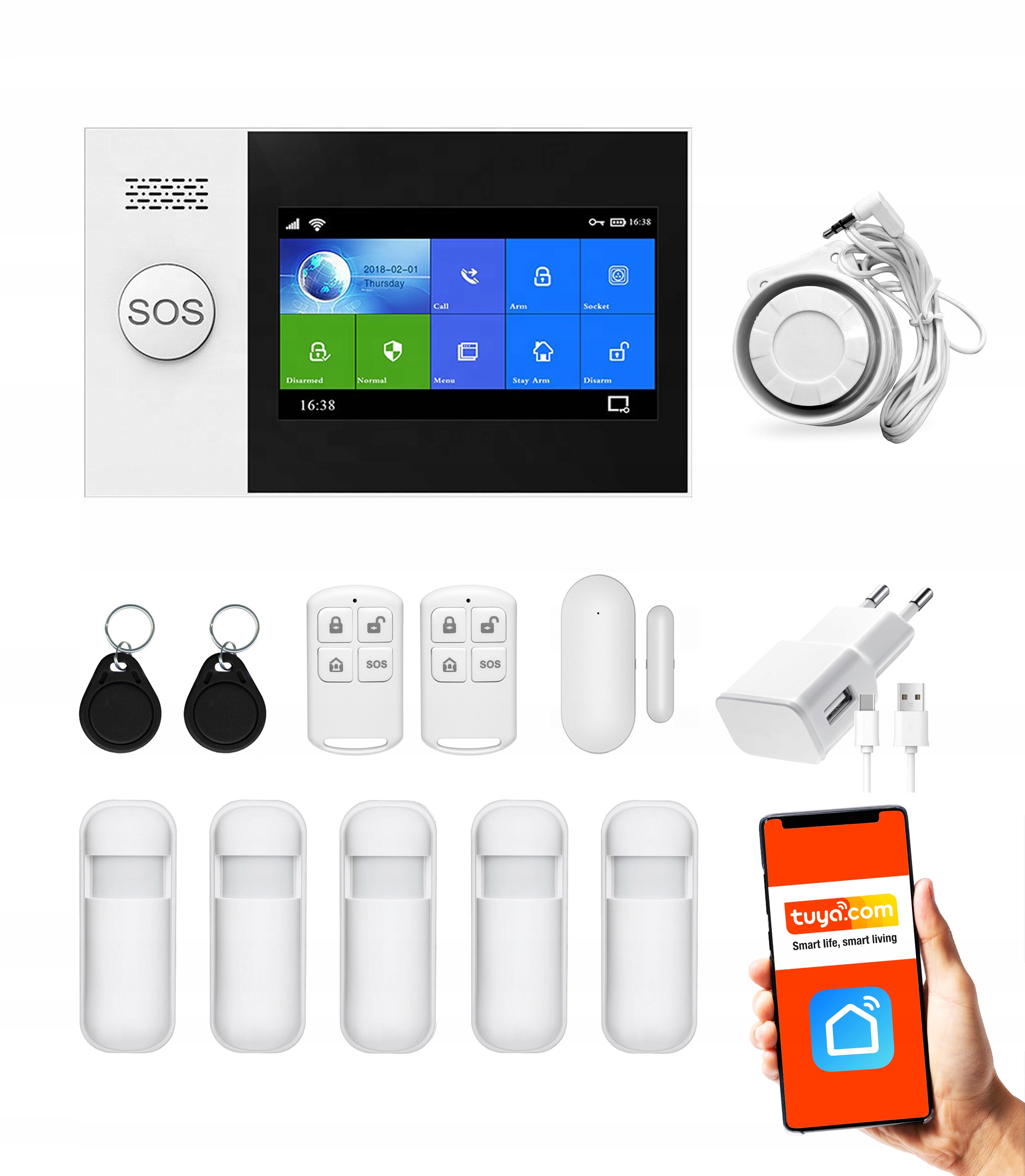 Bezdrátový Gsm WiFi alarmový set Sms Tuya App