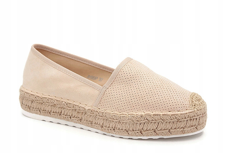 

JH90P Beżowe Espadryle Zamszowe Ażurkowe R.38
