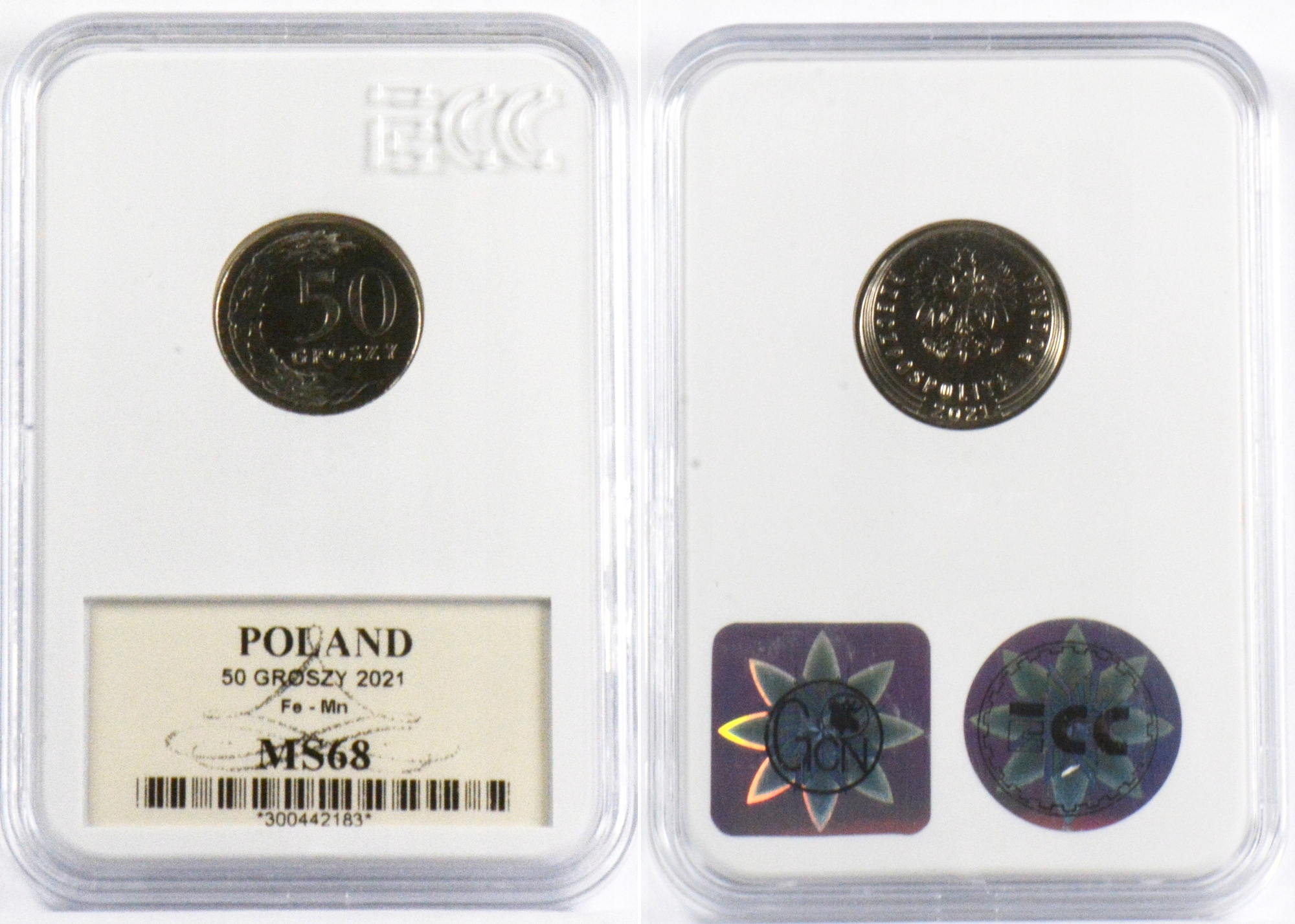 A. 50 GROSZY 2021 Fe - Mn MS68 20.03