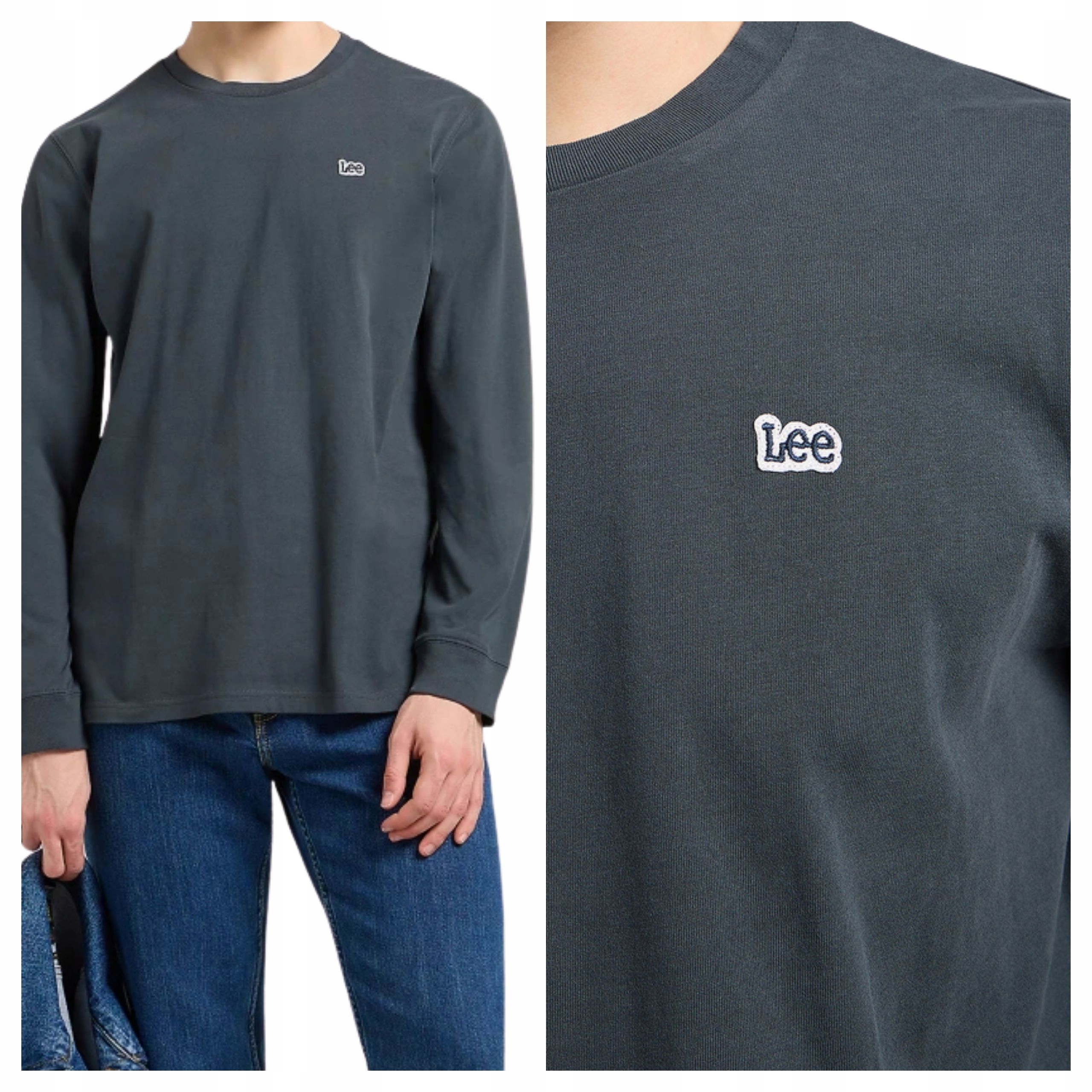 Tričko Pánské Lee Ls Patch Logo Tee Černá Dlouhý rukáv Bavlněné L