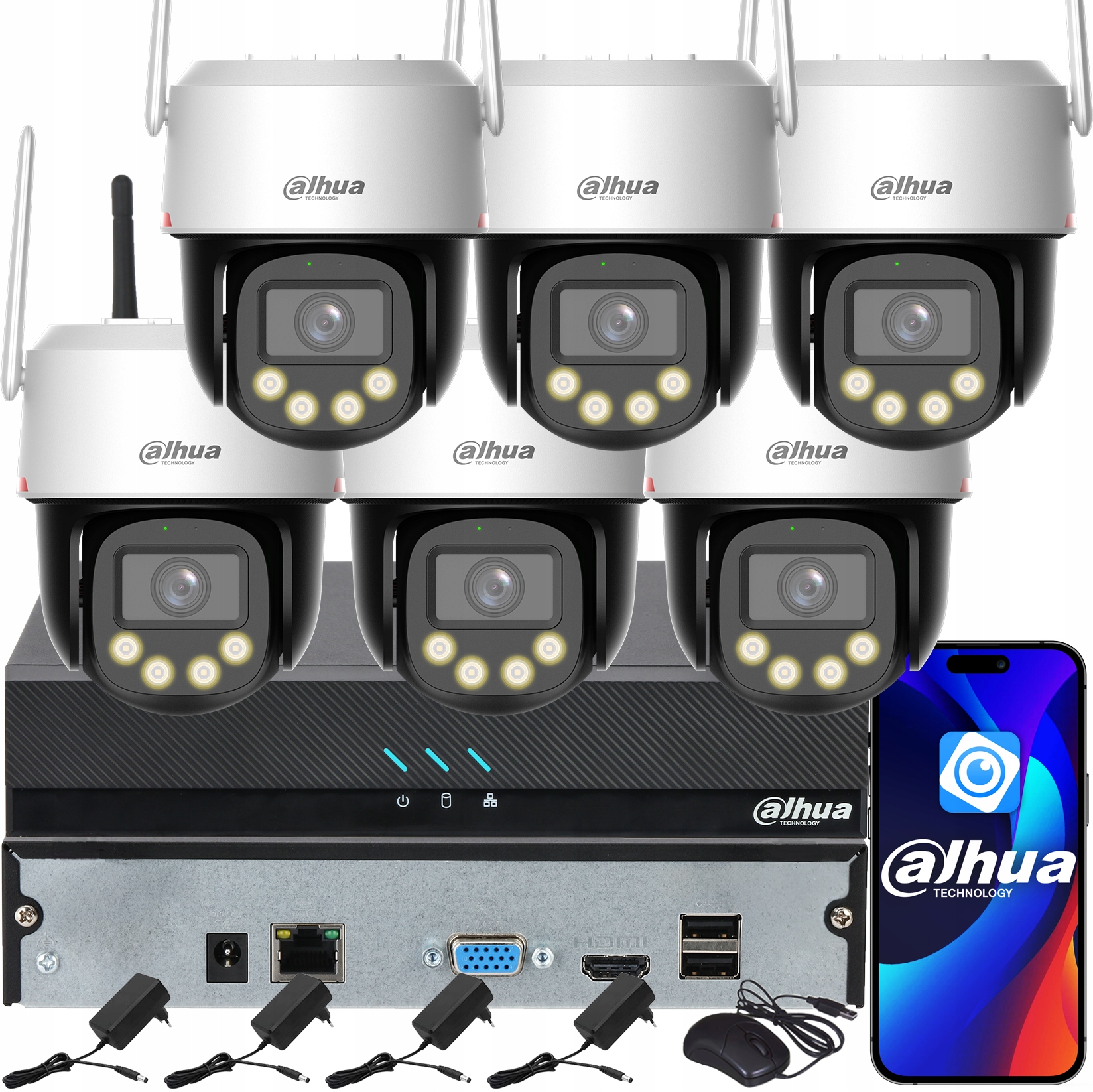Monitorovací sada Dahua 6 kamer 8MPx P8F-PV WizColor 4K Analýza obrazu Ai