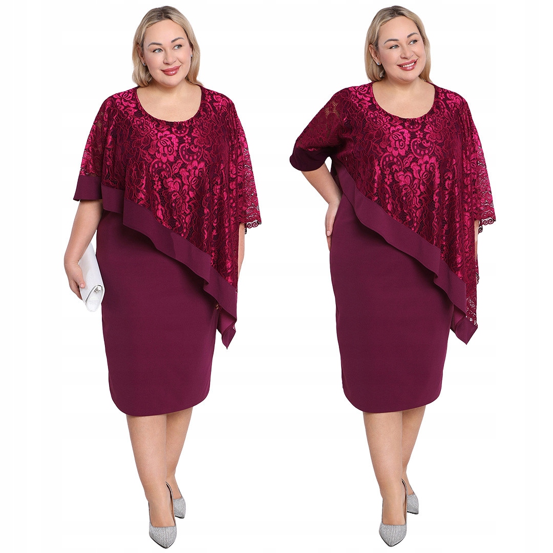 Asymetrická fialová šaty s krajkou 62