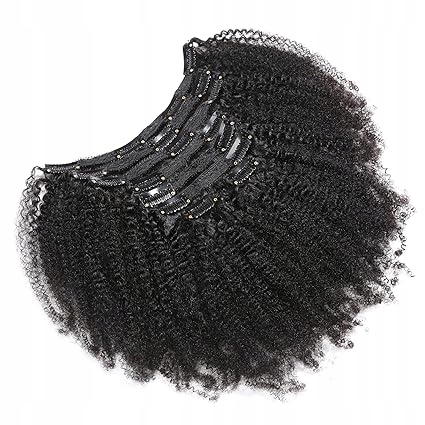 Připínací Vlasy Příčesek Afro Silně Kudrnaté 25 CM Černé Syntetické