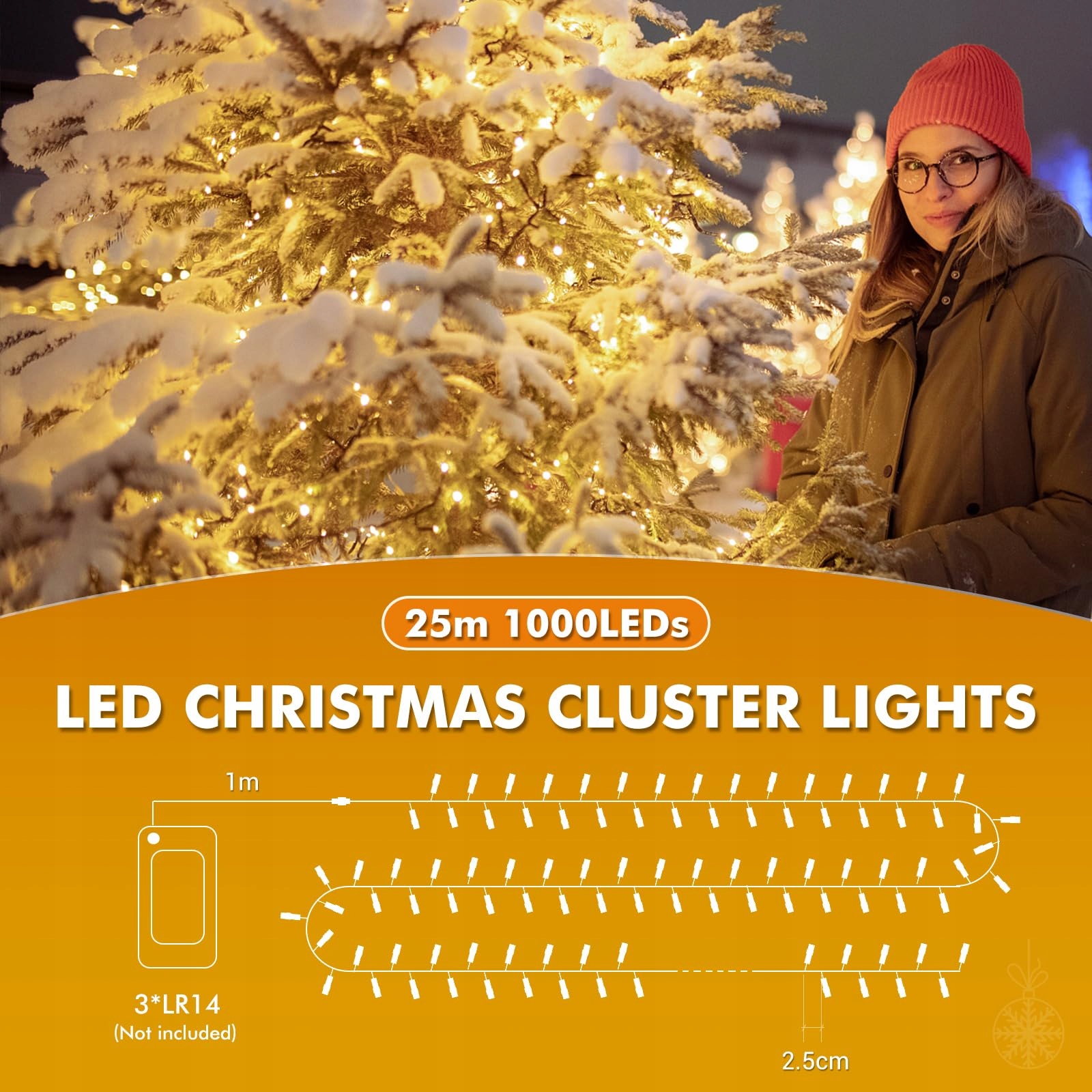 QUNTIS 25M Girlanda LED 1000 Diody IP44 Święta Ogród — miniatura 2