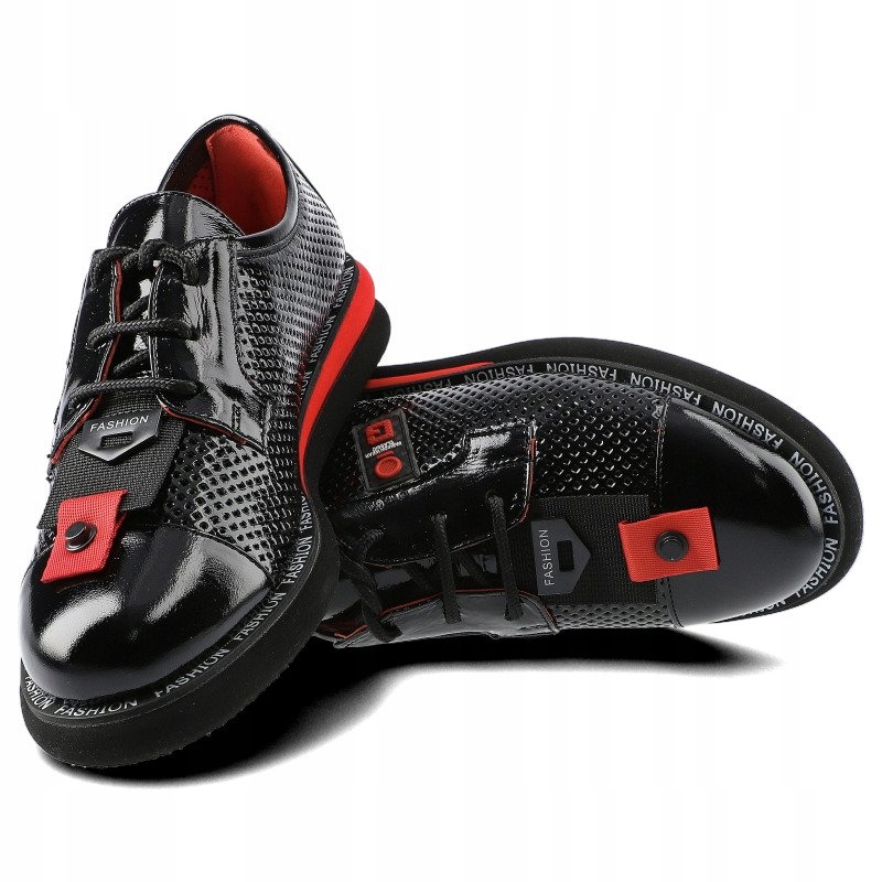 Czarne Półbuty Lanqier Damskie Stylowe Obuwie Cechy dodatkowe brak