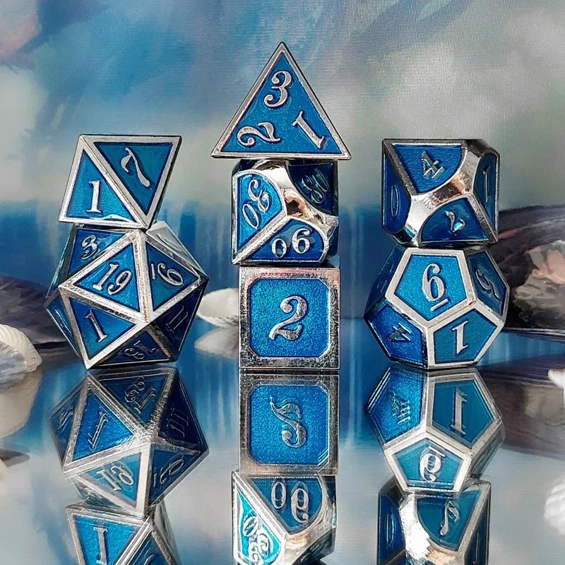 KRÓLOWA LODU ZESTAW 7 METALOWYCH KOŚCI RPG Liczba ścian 4 6 8 10 12 20