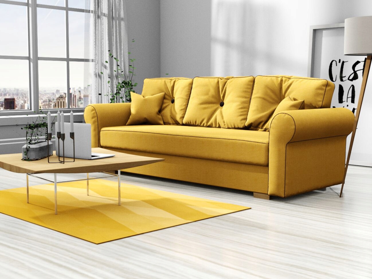

Kanapa Sofa Skandynawska rozkładana bonell poduchy