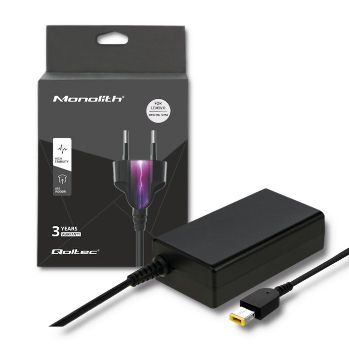 Qoltec Zasilacz Do Lenovo 65W 20V 3.25A Slim Tip+pin +kabel Zasilaj
