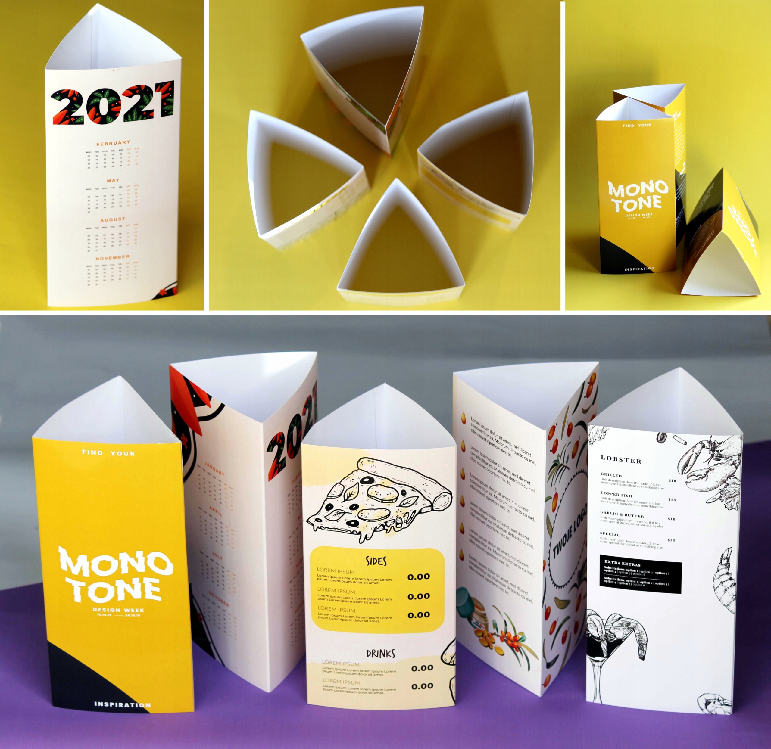 ULOTKA REKLAMA TRÓJKĄTNA STOJĄCA - 3xDL 20szt Marka inny