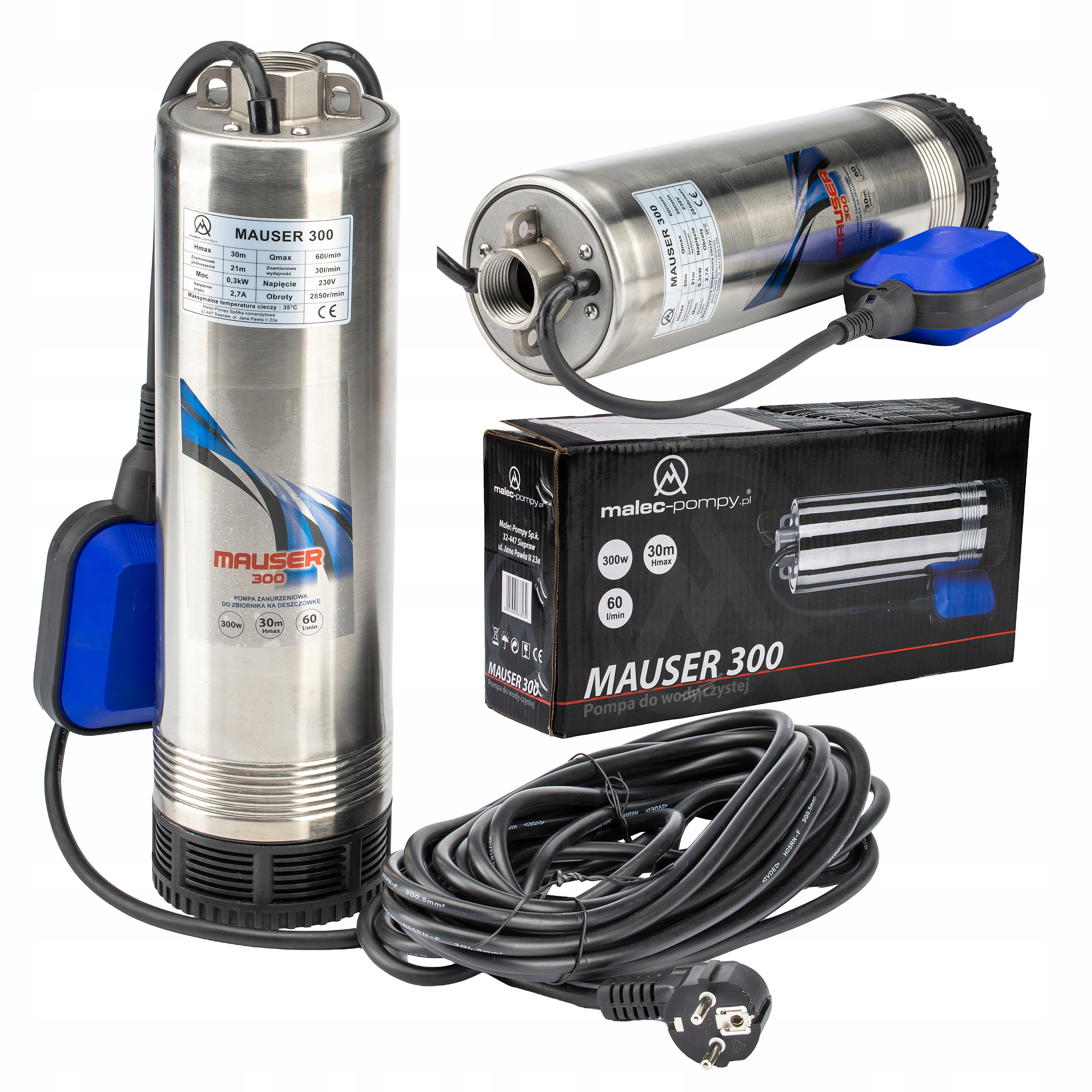 Pompa Zatapialna Mauser 300, 230V 300W Z Pływakiem Do Mausera Zbiornika