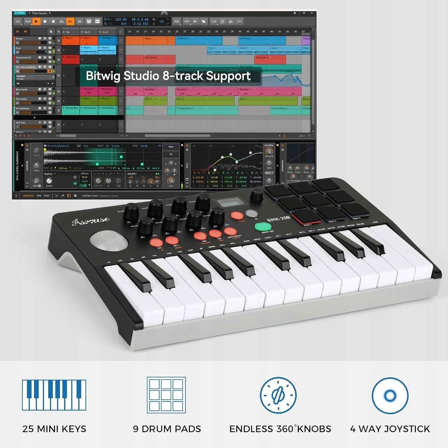 Przenośna klawiatura MIDI Asmuse EMK-25