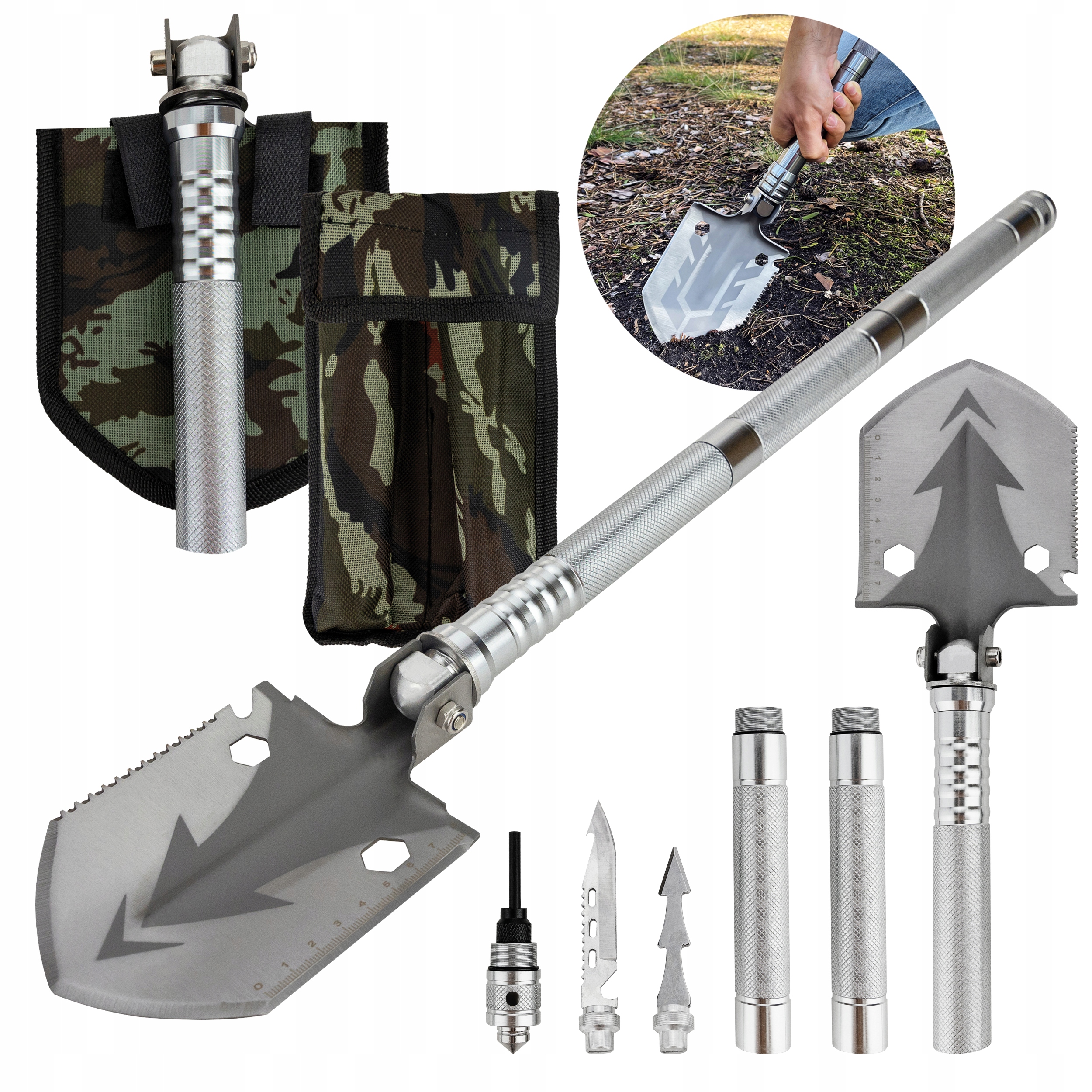 SAPERKA SKŁADANA WOJSKOWA WIELOFUNKCYJNA ŁOPATA TAKTYCZNA MULTITOOL 16W1 Marka bez marki