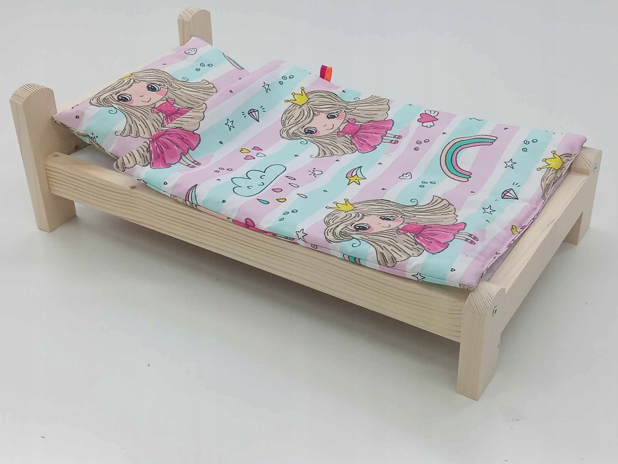 ŁÓŻKO DLA LALEK. ŁÓŻECZKO Z POŚCIELĄ BAWEŁNIANĄ