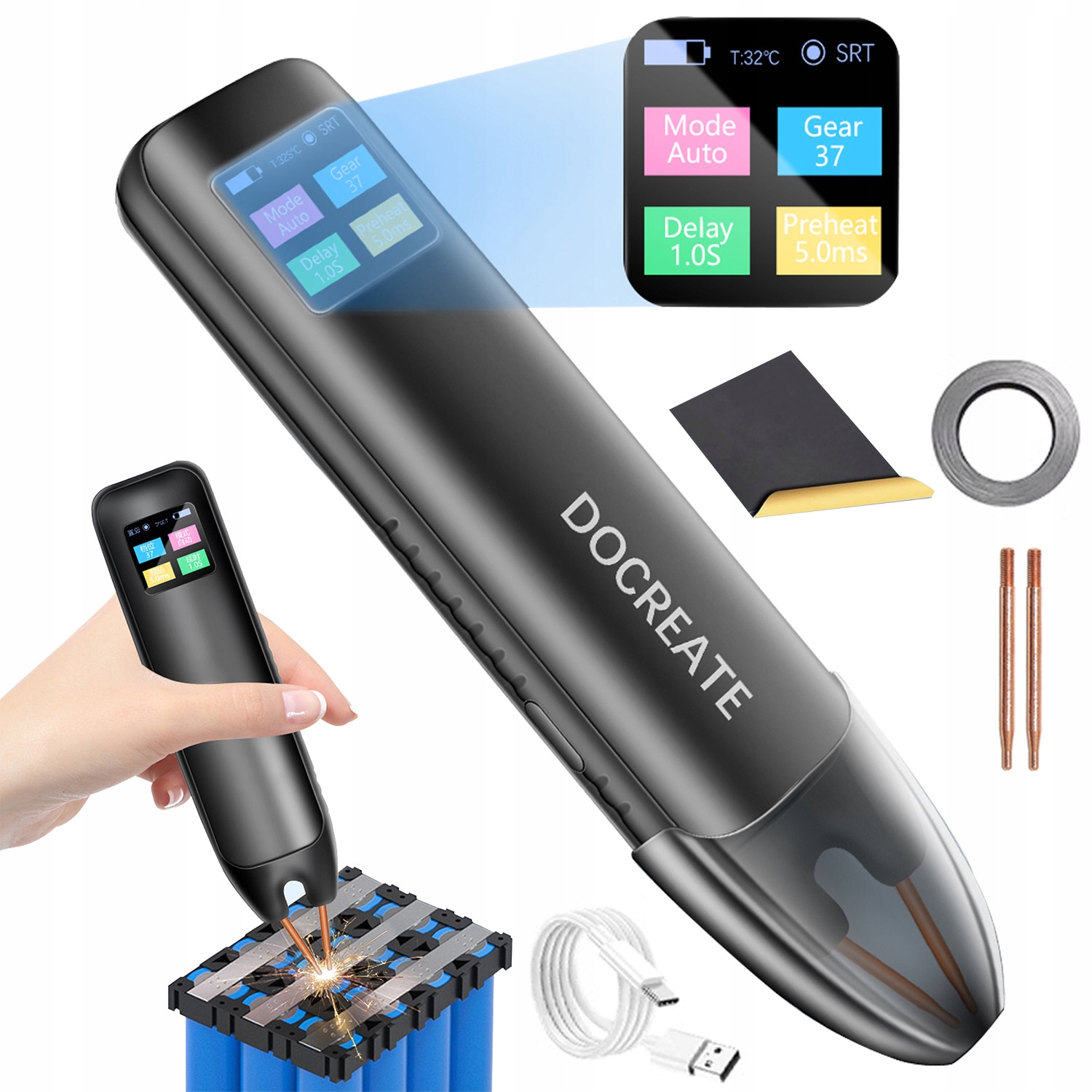 Ręczna Zgrzewarka Punktowa LCD Przenośna Do Akumulatorów 3000mAh