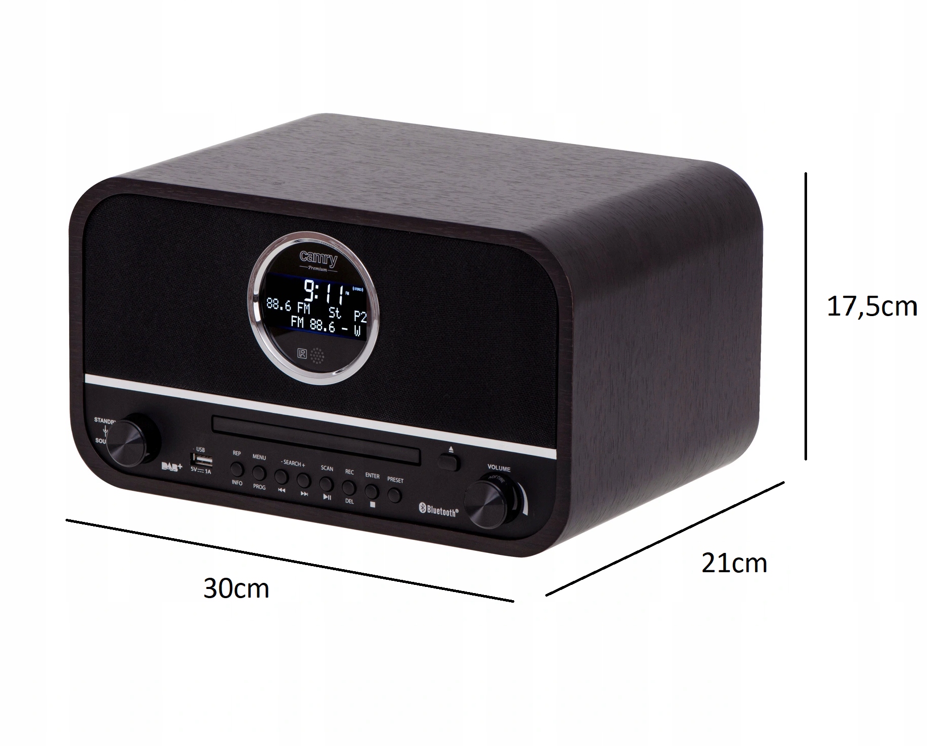 CR 1182 Retro Radio Bluetooth DAB+ FM CD Drewno Eleganckie
