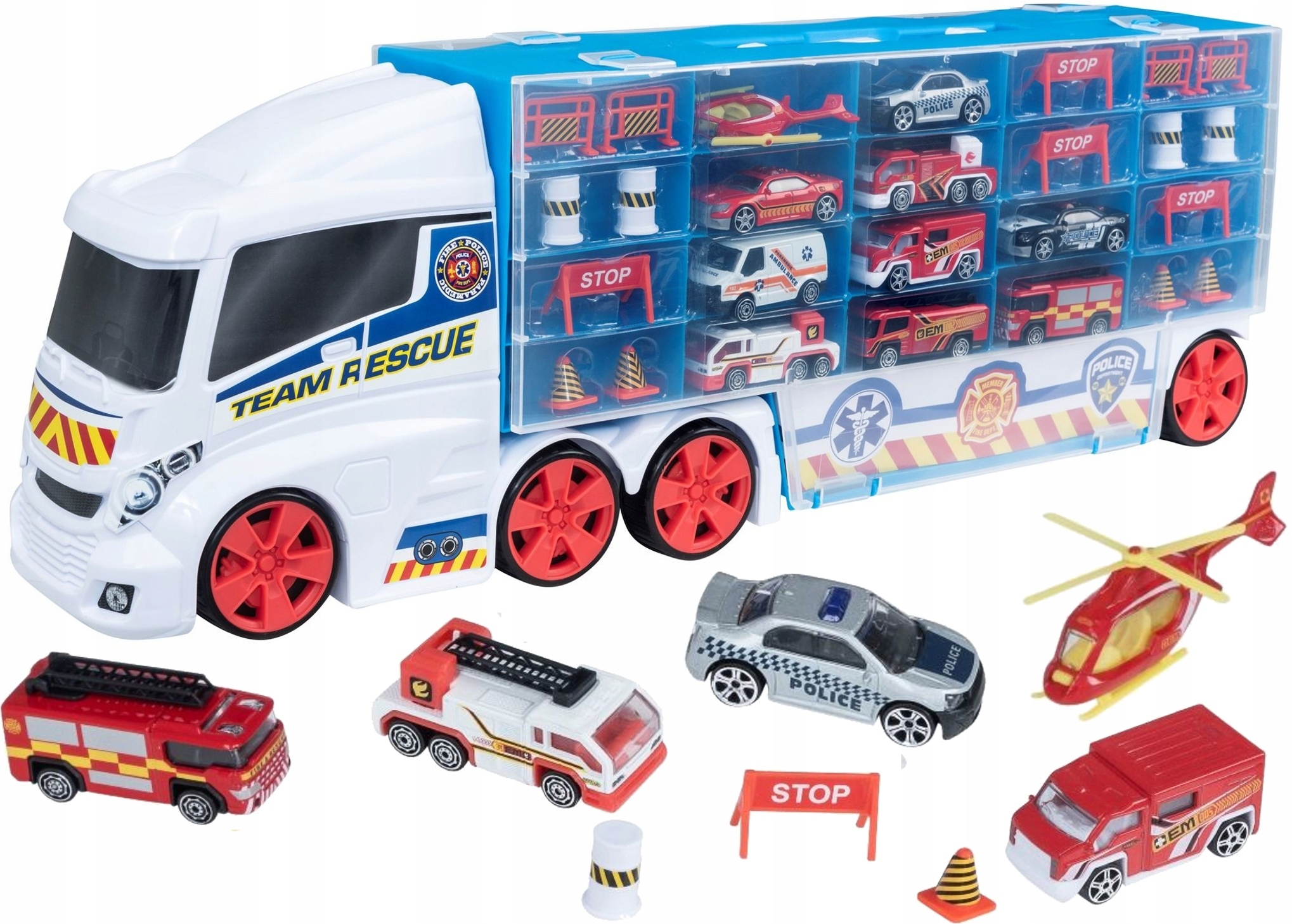 

Tir Laweta ciężarówka +10 autka resoraki ratunkowe