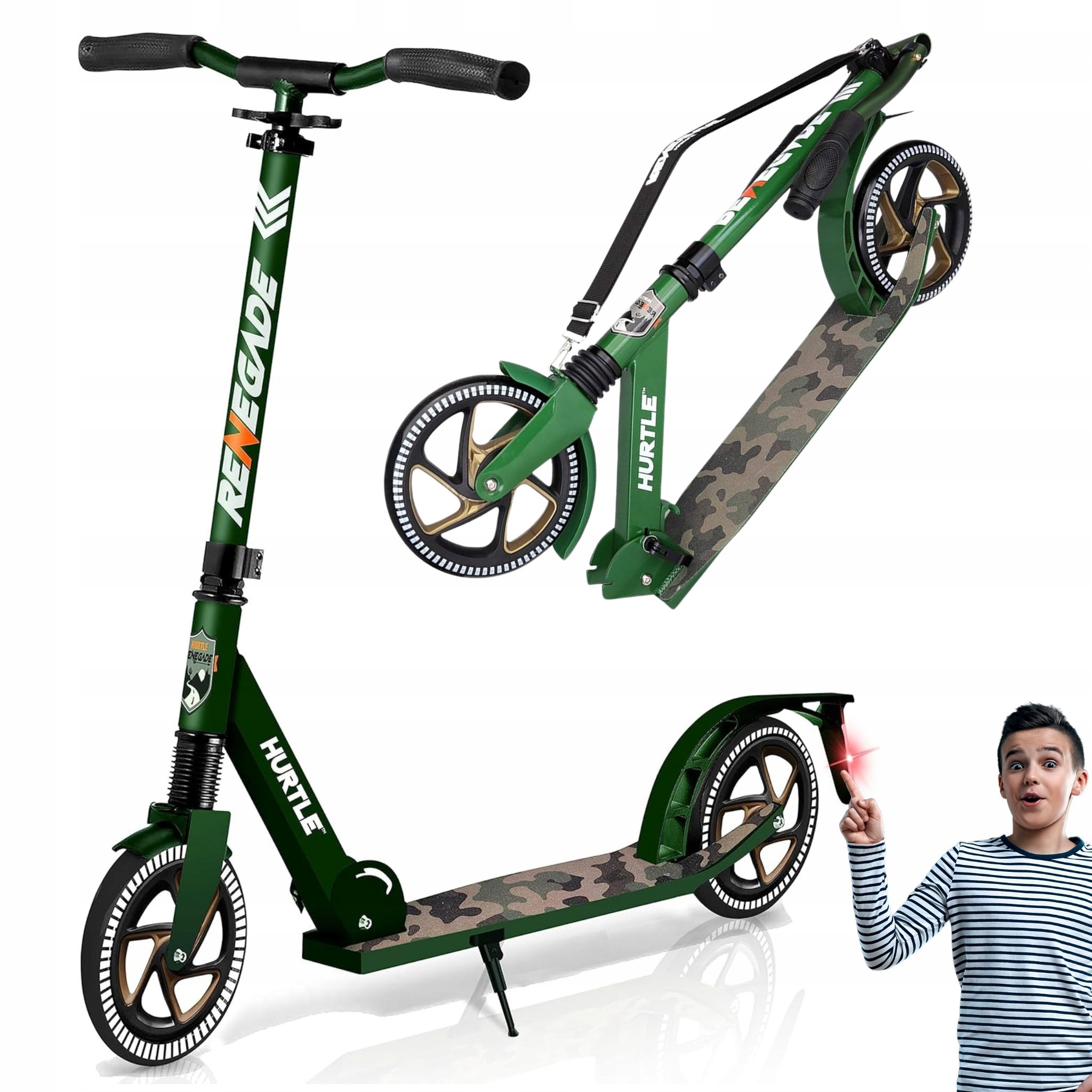 Hulajnoga Dla Dzieci Dwukołowa Miejska Dla Młodzieży Składana Zielona