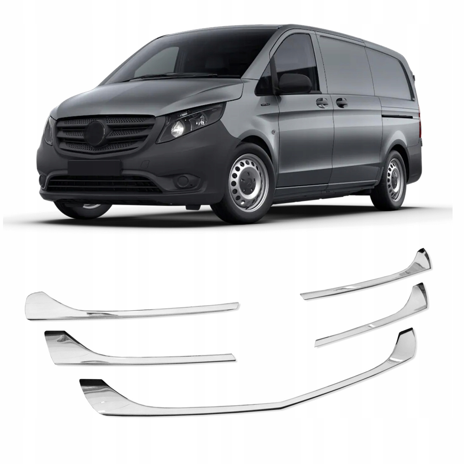 Lišty atrapy predného grilu pre Mercedes Vito W447 2014-2019 oceľ