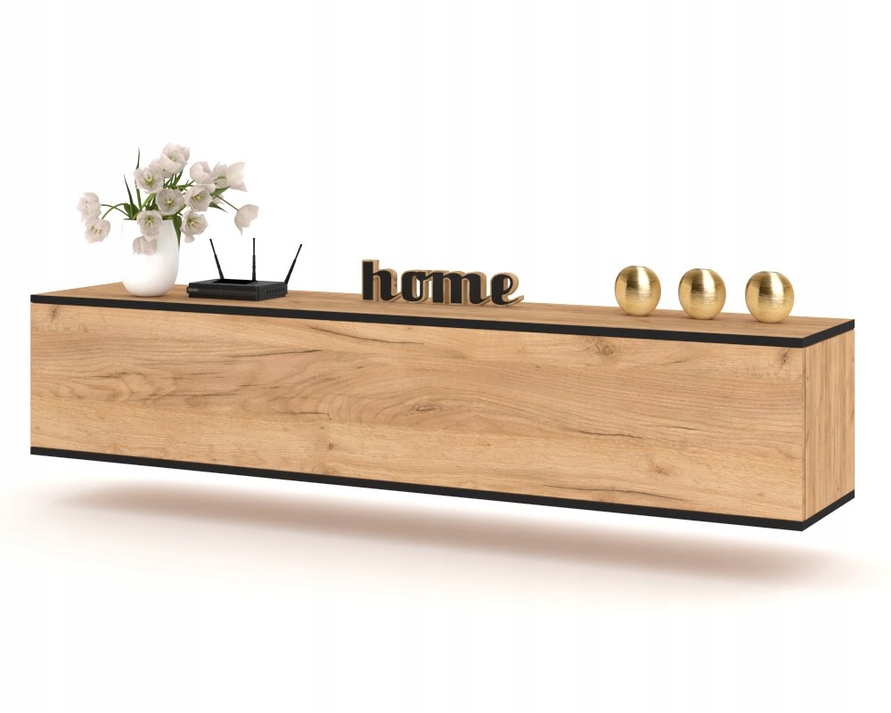 Závěsná Rtv skříňka Horizontální komoda do obývacího pokoje Simply Craft Černá 160