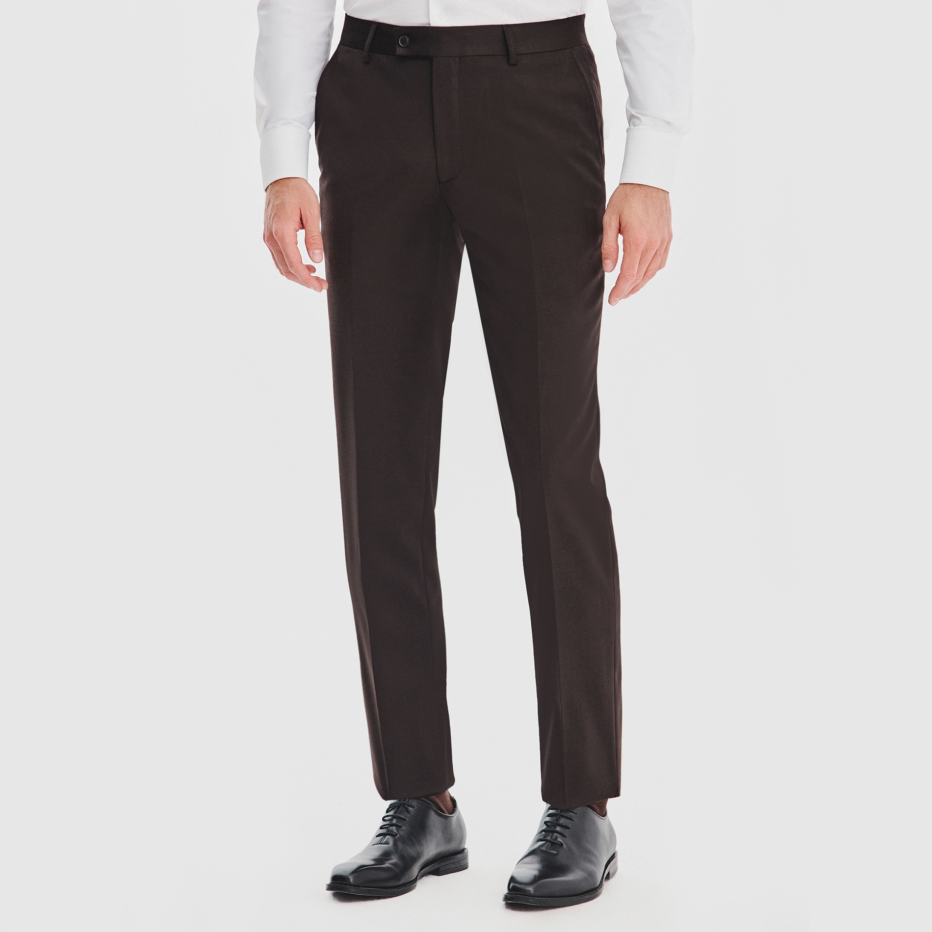 Hnědé vlněné oblekové kalhoty Slim Pako Lorente vel