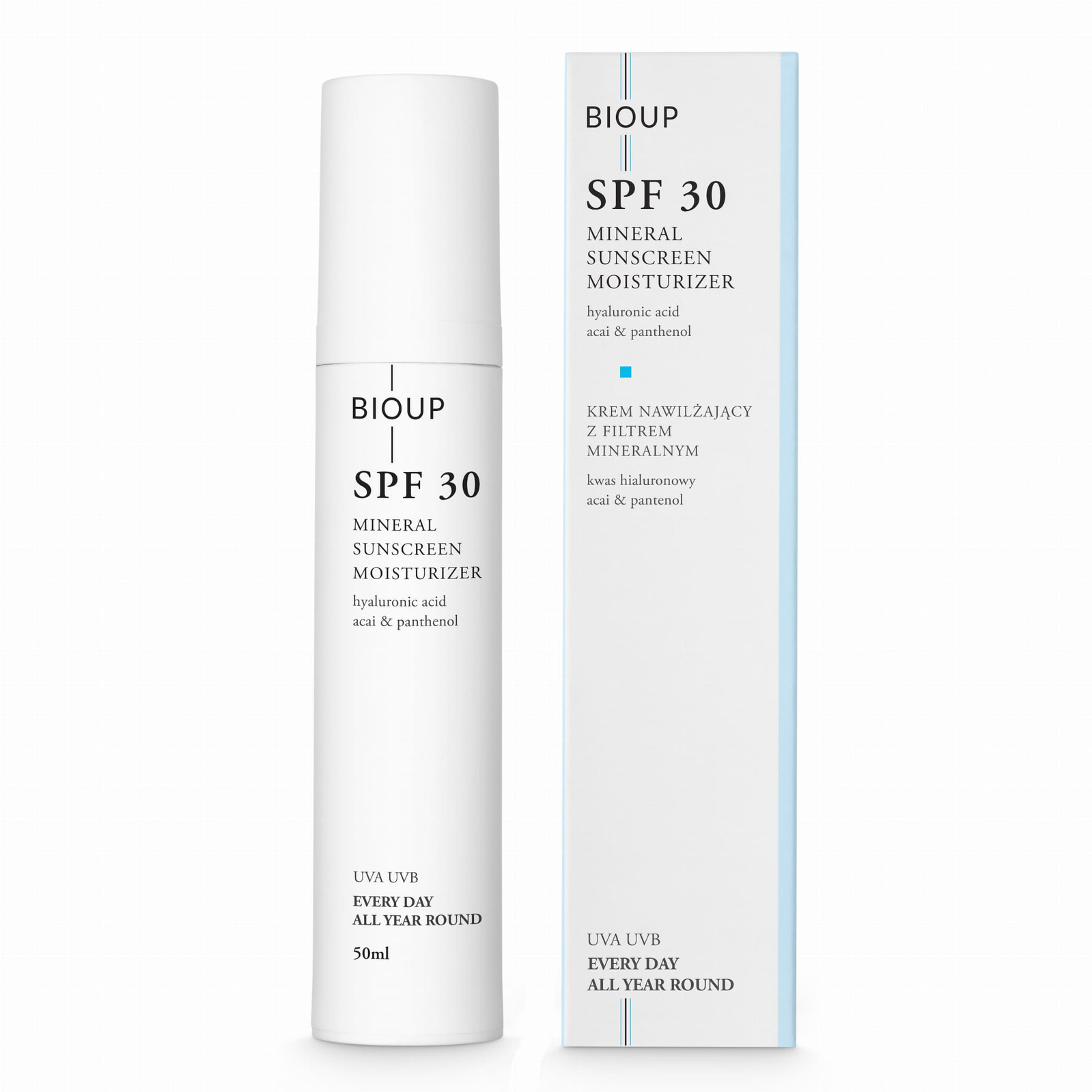 Spf 30 Krem nawilżający z filtrem mineralnym Bioup