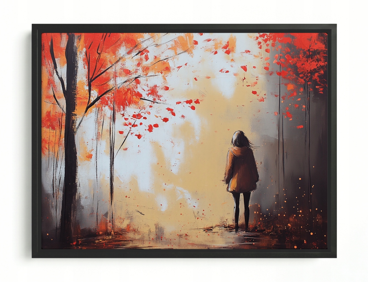 Obraz Rám Americká Krabička Žena Dívka Podzim Vítr Melancholie 100x75