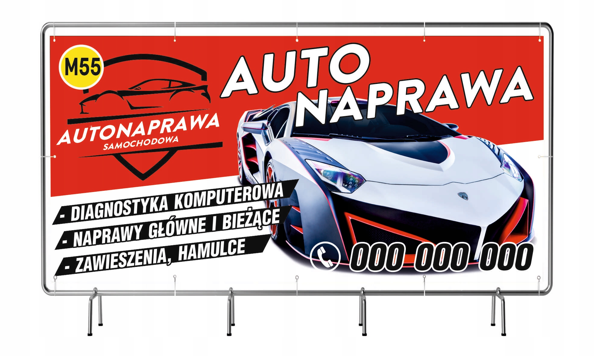 Solidny Baner Reklamowy 200cmx100cm Auto Serwis