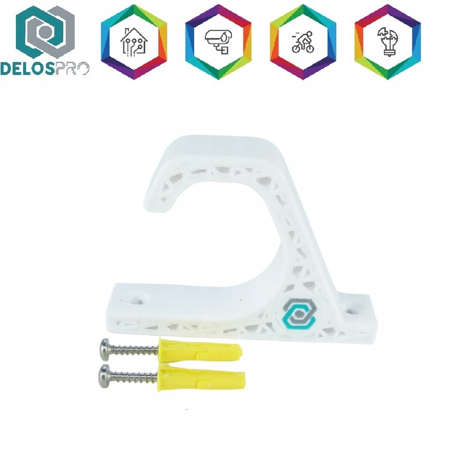 Uniwersalny długi uchwyt, wieszak na kask motocyklowy MTB Rowerowy WHITE EAN (GTIN) 5905940347657