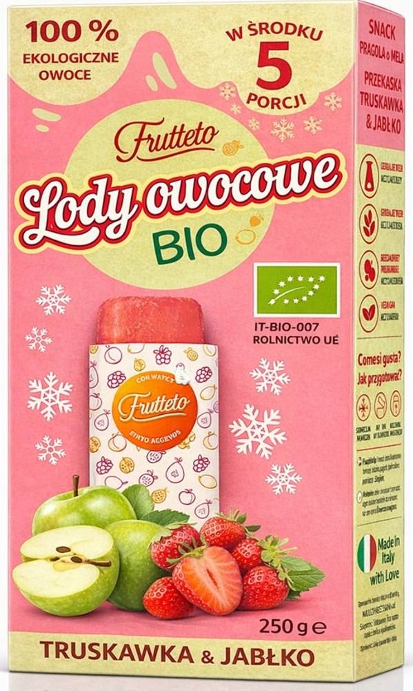 Zmrazovací zmrzlina jahoda-jablko 100% Bio 5 x 50 g Frutteto