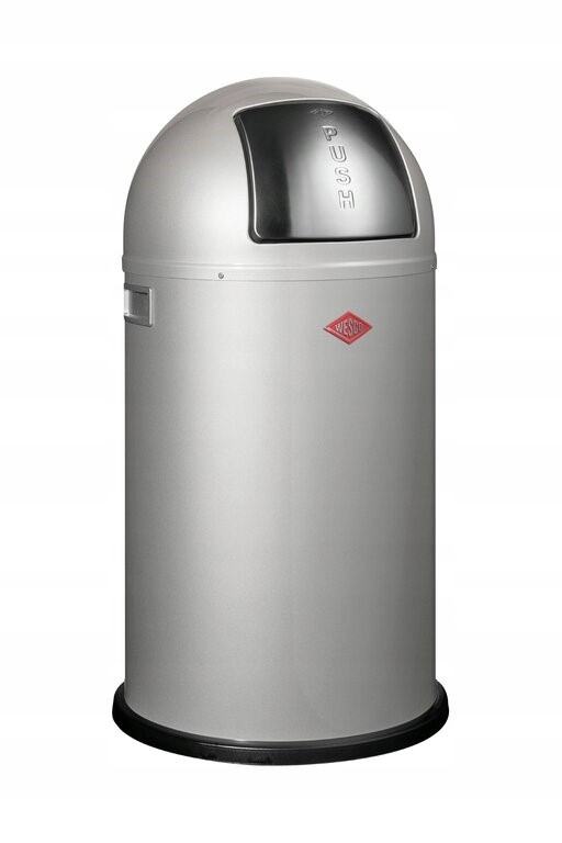 Odpadkový koš Wesco Pushboy 50l široký stříbrný, práškově lakovaná ocel , Německo