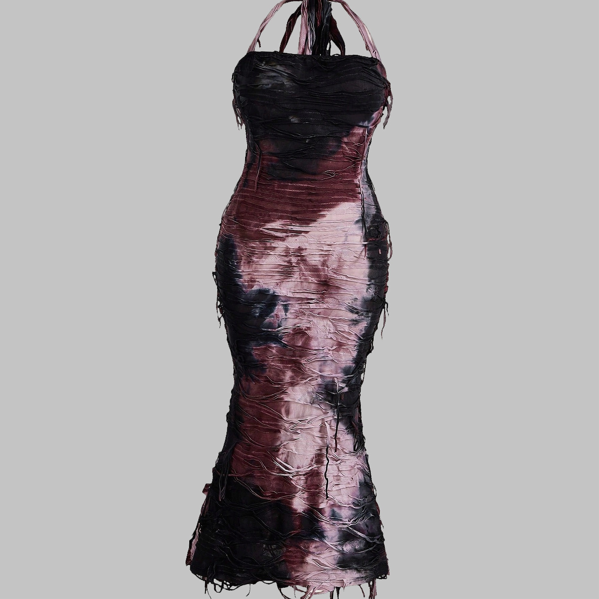 Šaty Siréna Tie Dye s třásněmi Tužková Vázaná na krku Maxi Shien XXL