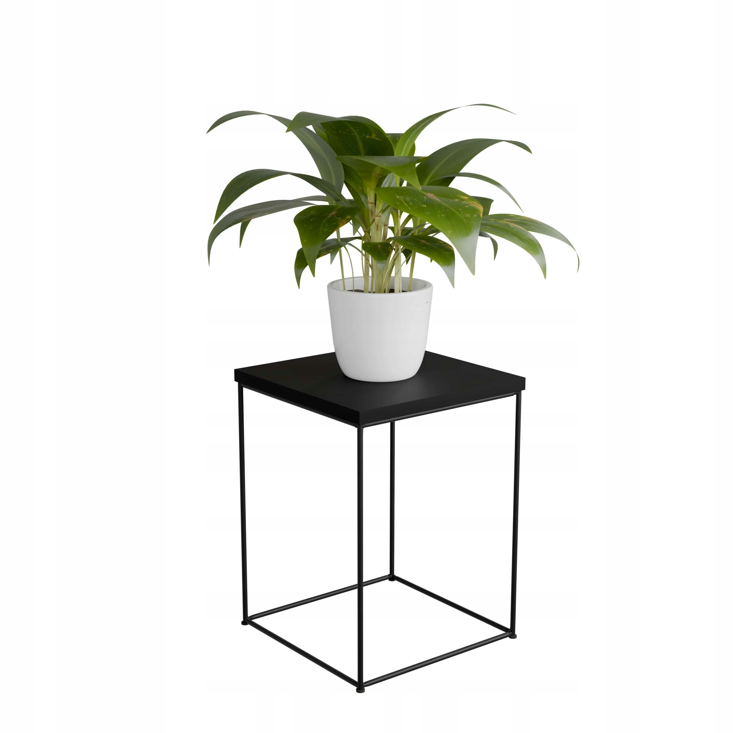 Stolik pomocniczy Druciany Kwietnik 30x30x40 Loft Czarny+MiniPearl